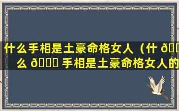 什么手相是土豪命格女人（什 🐱 么 💐 手相是土豪命格女人的命运）